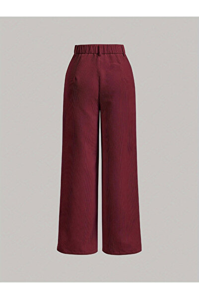 Take Two By Styli Men Maroon Corduroy Wide Leg Trousers