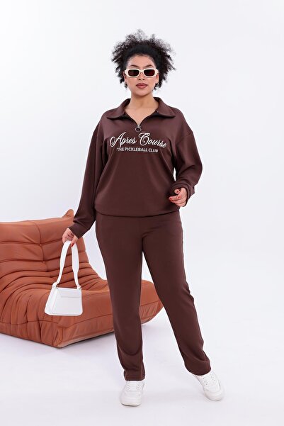 Siyezen Plus Size Modal Fabric Comfortable Set with Text Embroidery on the Front
