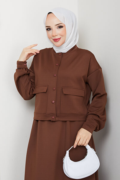 modapark.ist Women's Snap Fastener Scuba Skirt Set