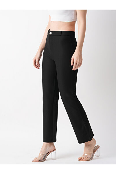 Globus By Styli Black Stretchable Slim Fit Treggings With Belt Loops