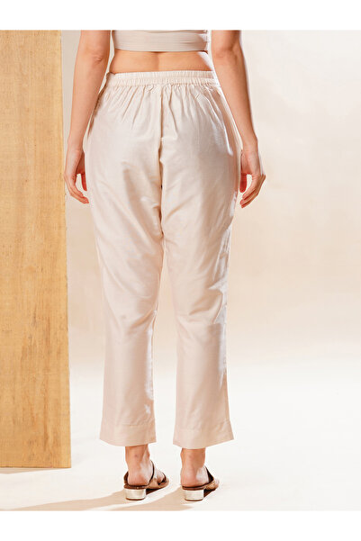 Globus By Styli Women Off-White Back Elasticated Trousers