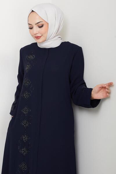 hafsamina Шкіряна оброблена ферса темно-синя HM2849