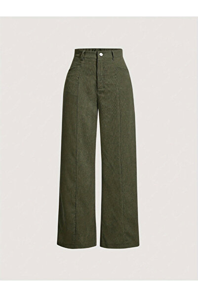 Take Two By Styli Khaki Wide Leg Trousers