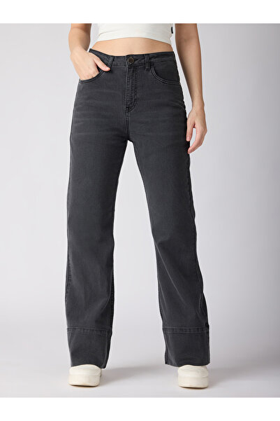 Globus By Styli Charcoal Cotton Stretch Mid-Rise Bootcut Jeans