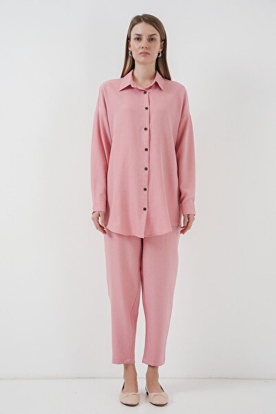 Hiccup Bdart Linen Blend Long Sleeve Shirt and Pants Set
