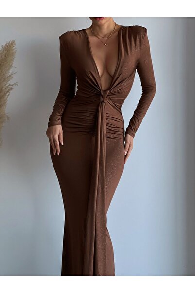 Elia Swimwear Rochie Lunga Eleganta Cu Crapatura Si Insertii Argintii Bronze ...