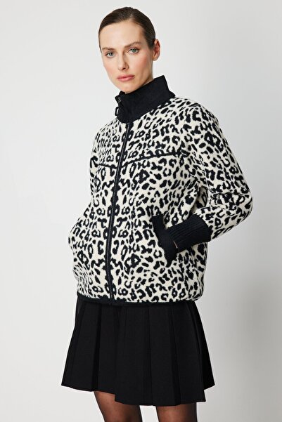 ON Mock Neck Leopard Print Cardigan