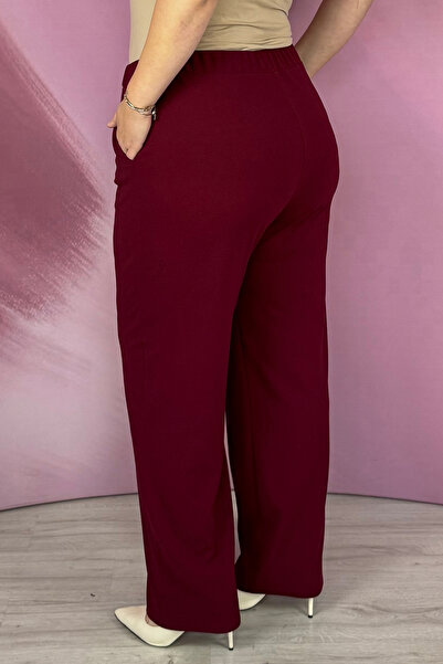 MOSK CLASSIC BURGUNDY ELASTIC CREPE PANTS
