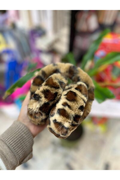 EyER Shoping Căști pliabile cu păr de pluș leopard, maro