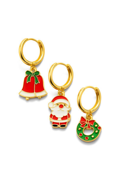 Vi store Çelik Noel Küpe Seti no:2