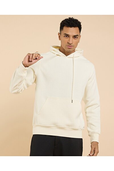 R&B Textured Hoodie with Long Sleeves