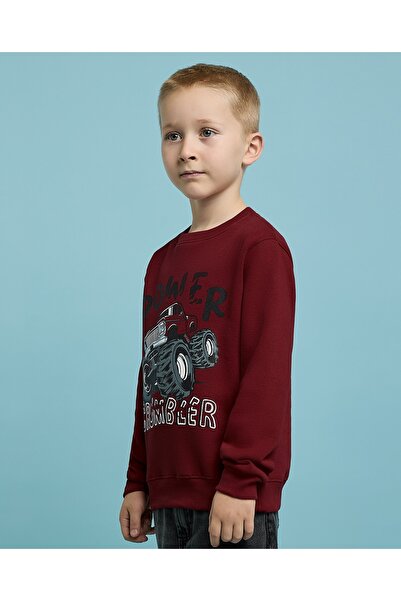 R&B Printed Sweatshirt with Crew Neck and Long Sleeves