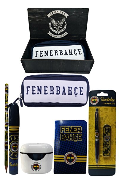 Fenerbahçe Original Licensed White Air Pencil Sharpener Wooden Boxed Stationery Set of 6
