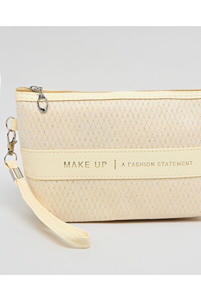 R&B Beige Women's Patterned Cosmetic Pouch