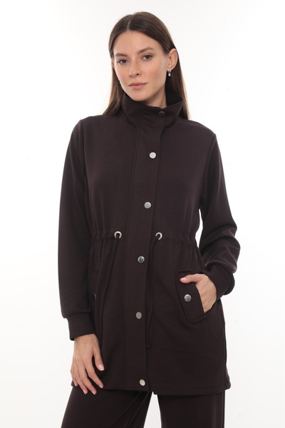 zitex Modal Fabric Tracksuit Set with Drawstring Waist, Zipper and Snap Fasteners