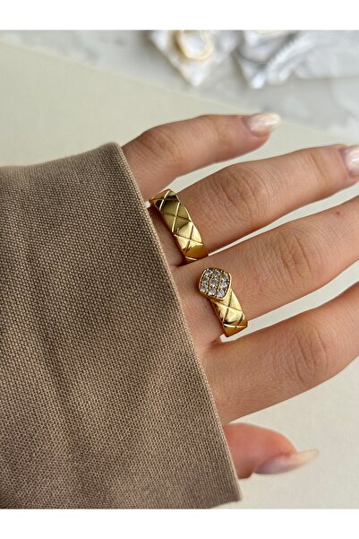 HOUSEKİ خاتم إصبع مزدوج قابل للتعديل مطلي بطبقة VIP