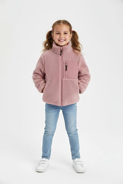 La ciel Paris Hei Unisex Children's Cotton Pink Fleece Zippered Pocket Plush Look Coat