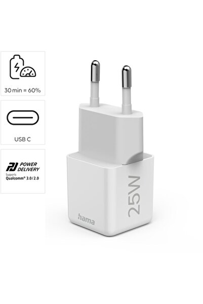 Hama Incarcator retea 201981, 1x USB-C Power Delivery (PD) 25W, alb