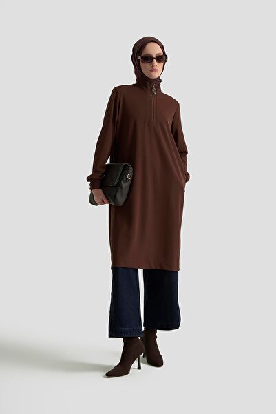 Armine TREND 2025 Fall/Winter - Ribbed Sleeves Half Zipper Tunic-25Kt456