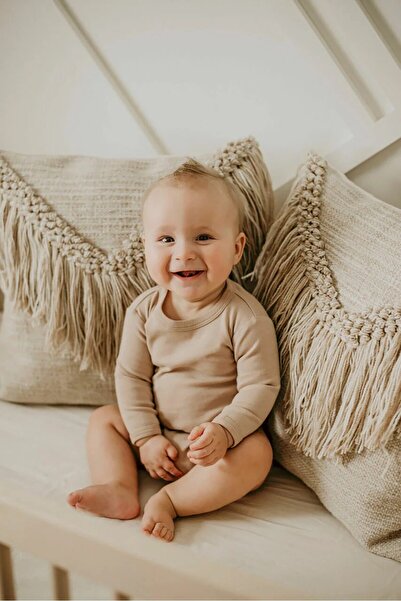 Lovedbaby Baby bodysuit with long sleeves, 100% GOTS certified cotton, Oatmeal, 0-24 months