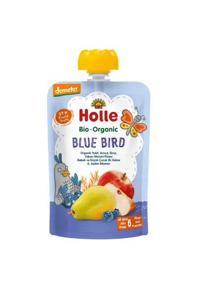 HOLLE BABY FOOD HOLLE ORGANİK BLUE BİRD (YULAF, ARMUT, ELMA, YABAN MERSİNİ PÜ...