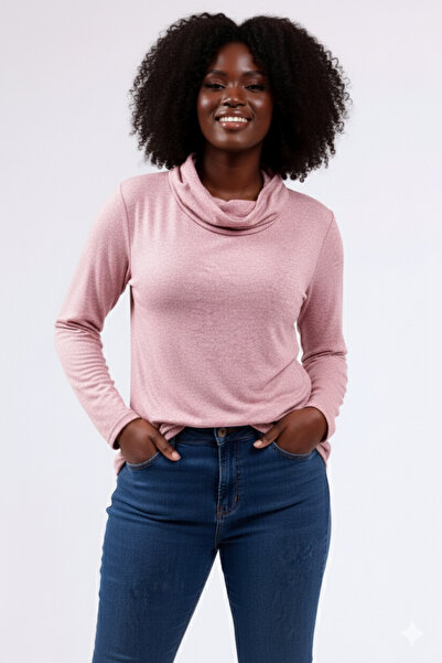 Barato Pink Degaje Collar Plus Size Soft Blouse