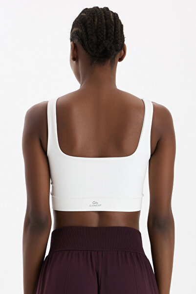COMEUP U-Neck Thick Strap Padded Sports Bra Off-White