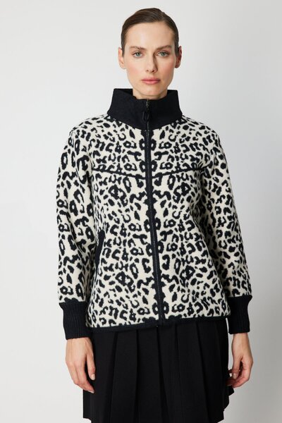 ON Mock Neck Leopard Print Cardigan