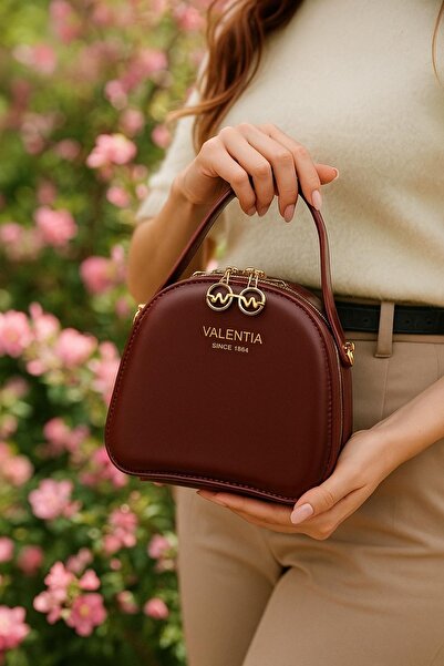 VELVET RUSH Kadın Zarif El ve Omuz Çantası Bordo