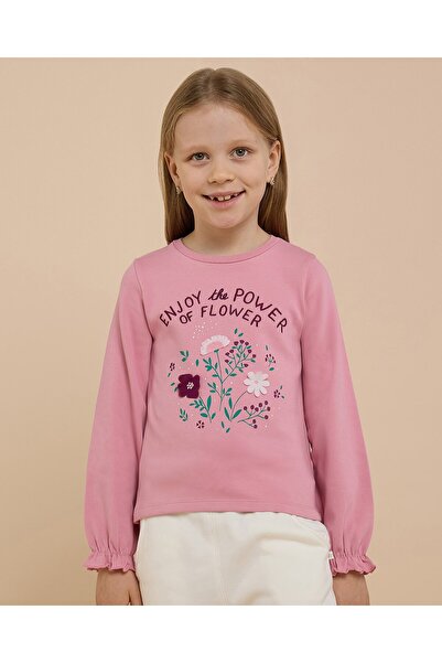 R&B Embroidered Top with Crew Neck and Long Sleeves