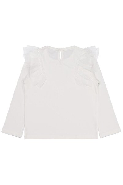 Civil Girls Tulle Ruffled Sweatshirt for Ages 6-9 - Ecru 7-8 Years