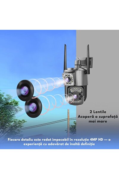 varioshop 6MP Dual‑Lens Wi‑Fi Surveillance Camera, 355° Pan, Color & IR Night Vision