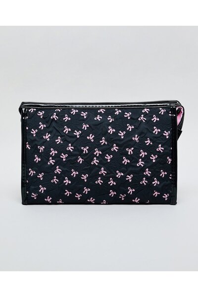 R&B Black Women's Printed Cosmetic Pouch