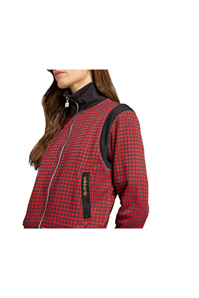adidas Houndstooth Tt Women's Casual Jacket Jy3461 Red