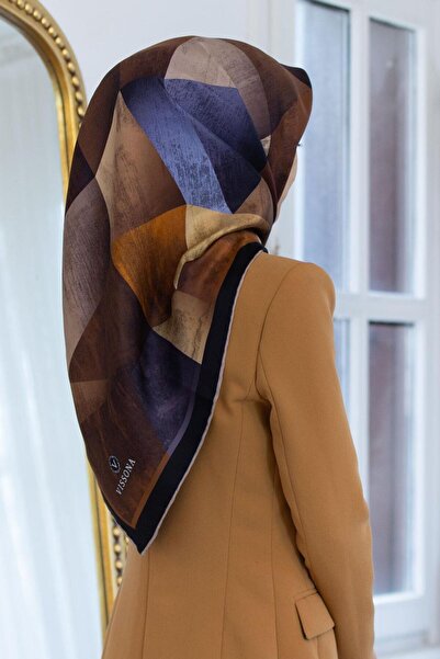 Vissona 57% MĂTĂSĂ 43% VISCOSĂ Twill Silk Geometric Pattern Tile - Culoare In...