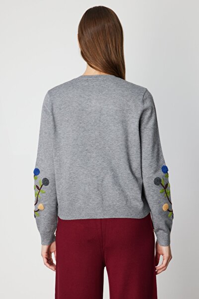 ON Crew Neck Embroidered Knitwear Cardigan
