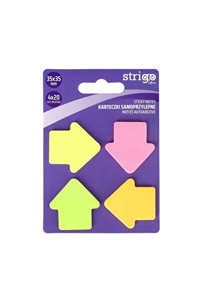 Strigo Notite autoadezive săgeți, 4x20 file neon, 35x35 mm
