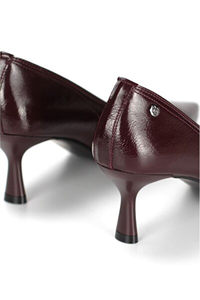 King Crow Zelia Flexible Soft Non-Slip Sole (4 cm) Burgundy Patent Leather Women's Heeled Shoes