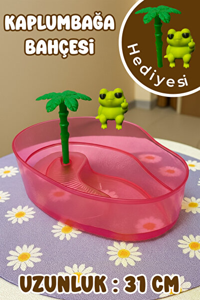 MD×JOA Kaplumbaga Bahçesi ve Dekor Seti ✲ Pembe ✲ 31 CM ✲ Kaplumbafa Akvaryumu