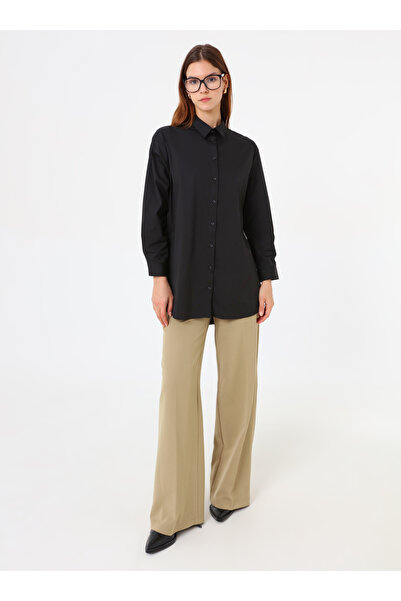 Refka Poplin Fabric Basic Blouse / Shirt - Black -