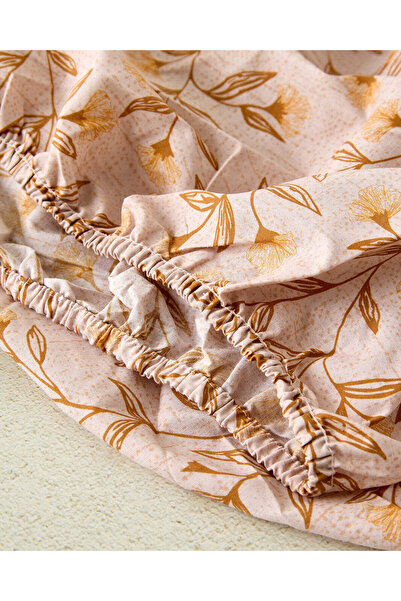 REDTAG Beige Printed Fitted Sheet (King Size)