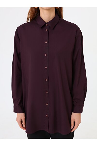 Refka Poplin Fabric Basic Blouse / Shirt - Plum -