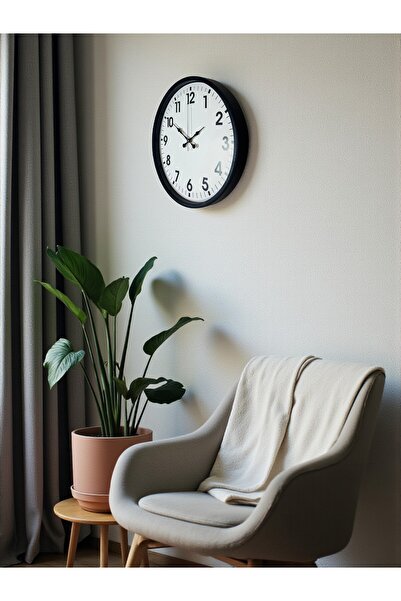 Genel Markalar 36 Cm Siyah Duvar Saati, Modern ve Şık Tasarım, Sessiz Akış, E...