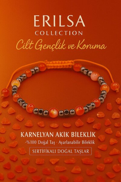 Erilsa Certified Skin Youth and Skin Beauty Bracelet - Carnelian Agate and Te...