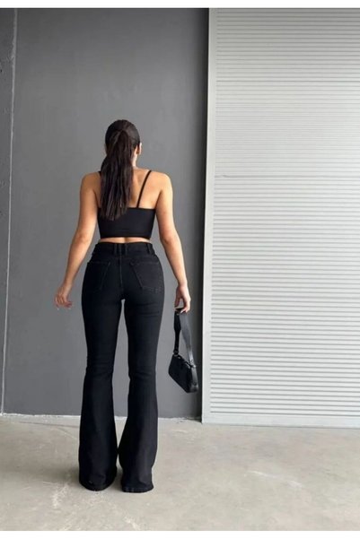 MRİABE Black High Waist Stretch Fabric Flared Jeans (SIZE GUIDE IS IN THE IMAGE)