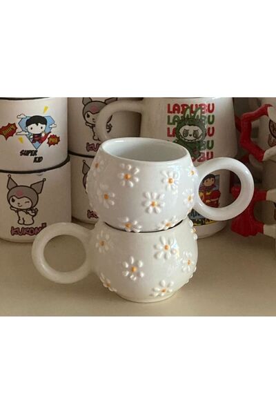 RGS HOMELİFE TASARIM HARİKASI - 2 KİŞİLİK SERAMİK KUPA KALPLİ KIR ÇİÇEKLİ PAP...