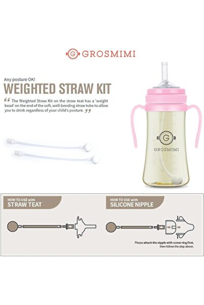 GROSMIMI Weighted Straw Kit (Twin Pack), Silicone Gravity Ball Straw Replacement for Sippy