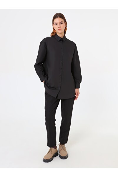Refka Poplin Fabric Basic Blouse / Shirt - Black -
