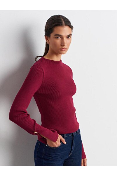 Dilvin 10811 Terry Knitted Sweater with Button Detail