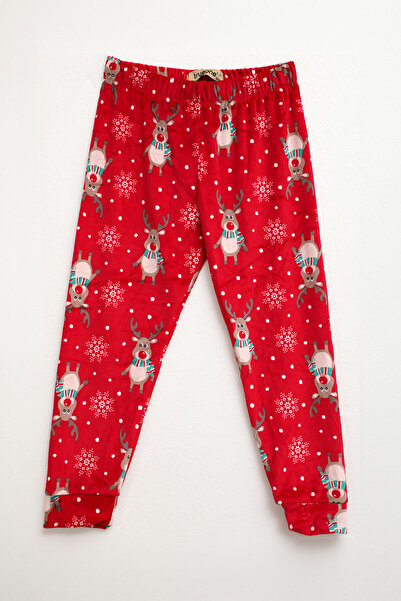 MARKAPIA Boy's Soft Velvet Textured Red Pajama Bottoms